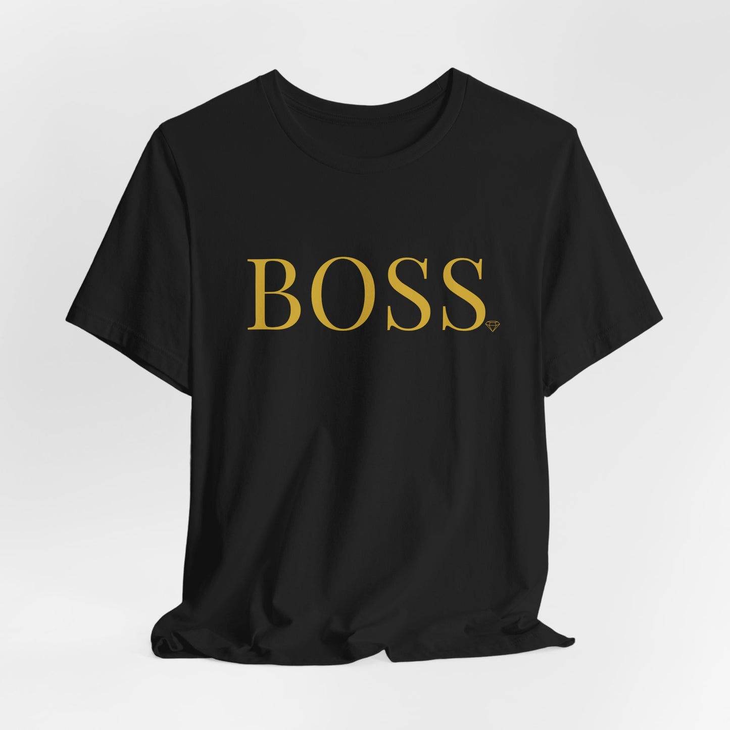 BOSS gold lettering Tee | Black crew neck shirt