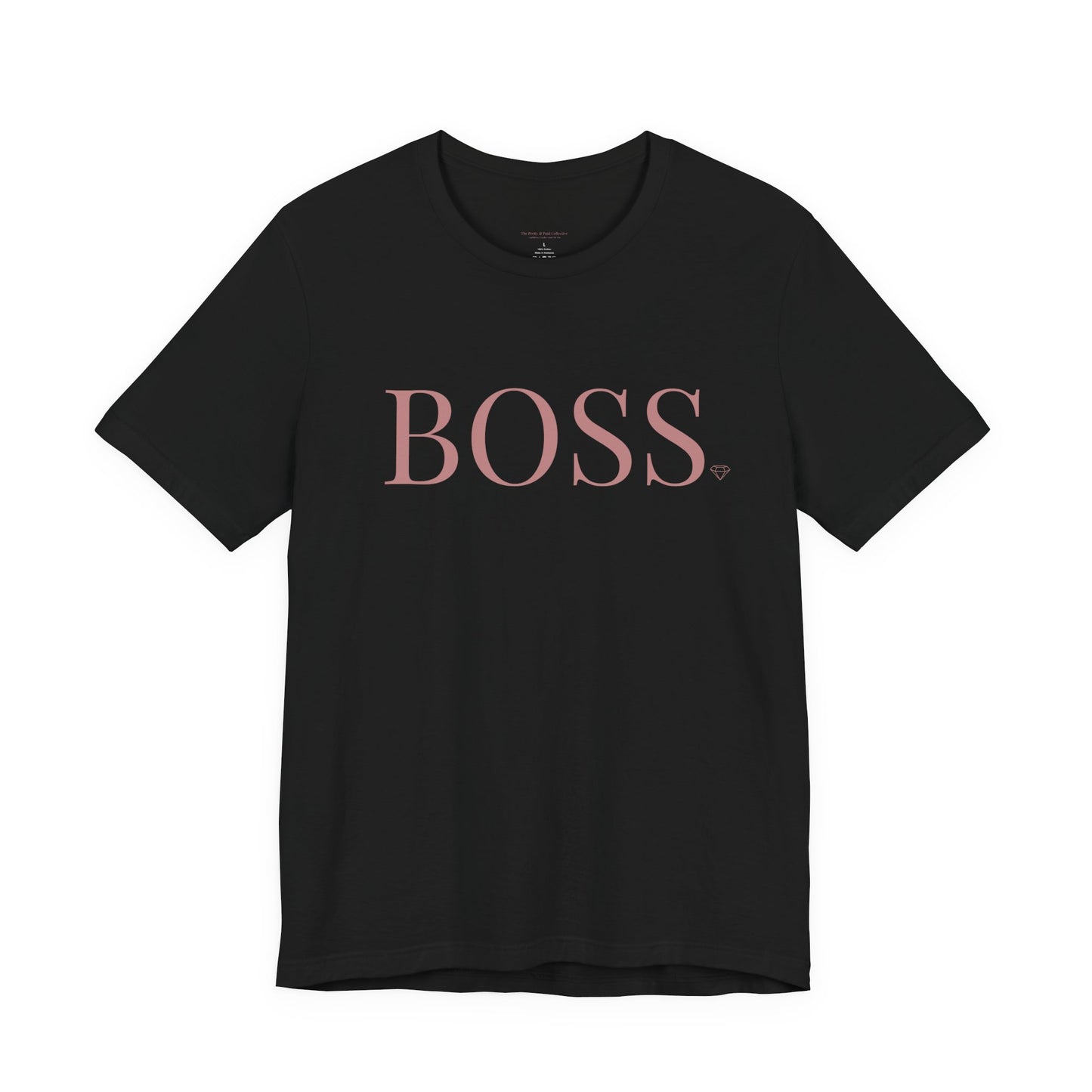 BOSS Script Tee | Black T-shirt with Pink BOSS Text