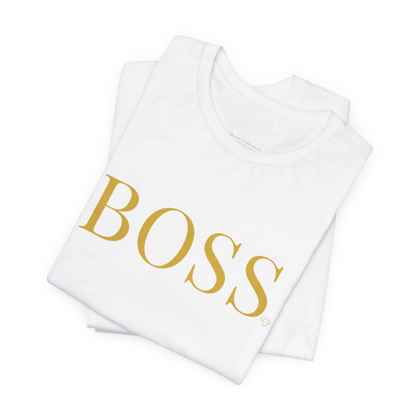Gold 'BOSS' Text T-Shirt | Tee, Minimal Typography