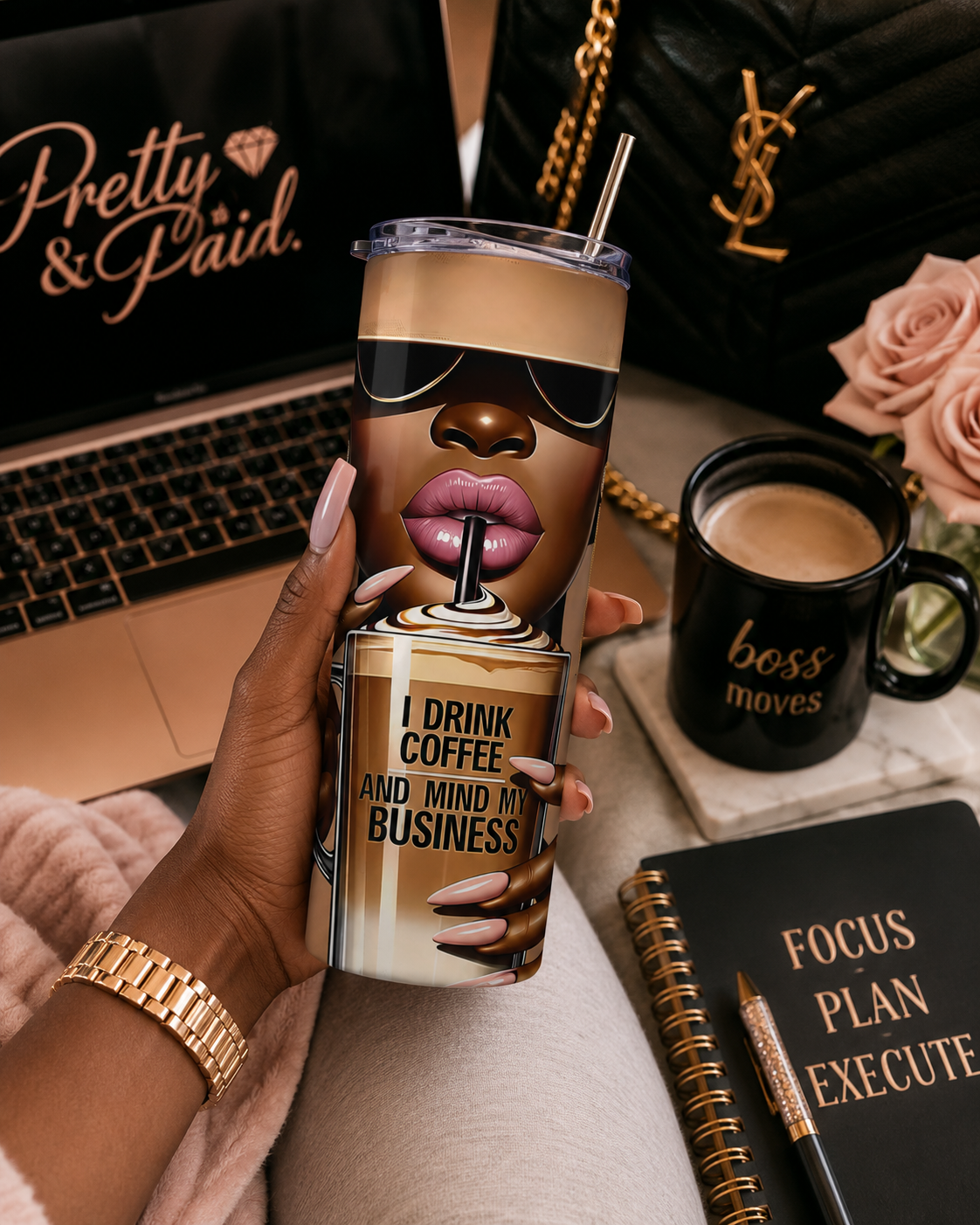 "I Drink Coffee and Mind My Business" 20oz Stainless Tumbler