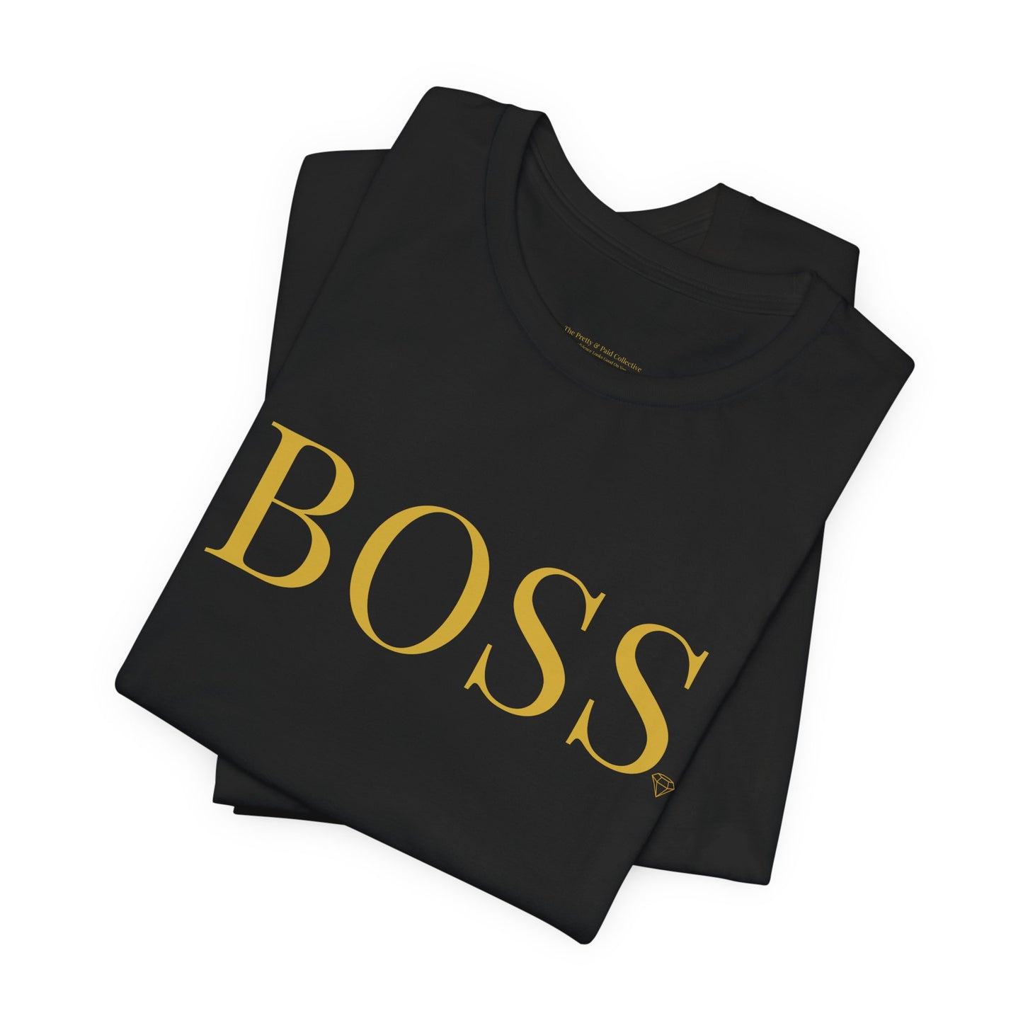 BOSS gold lettering Tee | Black crew neck shirt