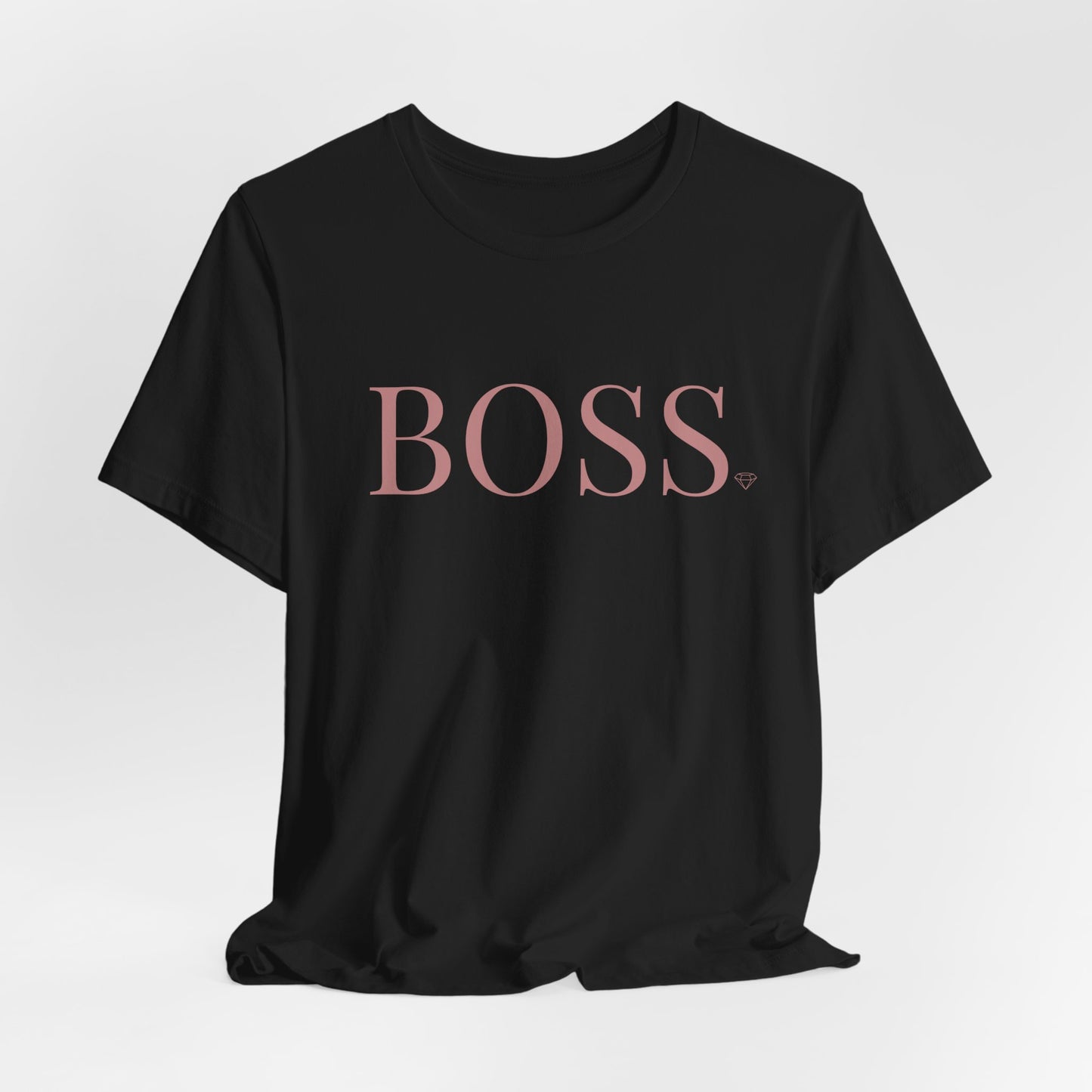 BOSS Script Tee | Black T-shirt with Pink BOSS Text