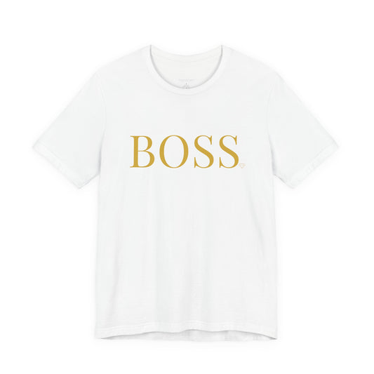 Gold 'BOSS' Text T-Shirt | Tee, Minimal Typography