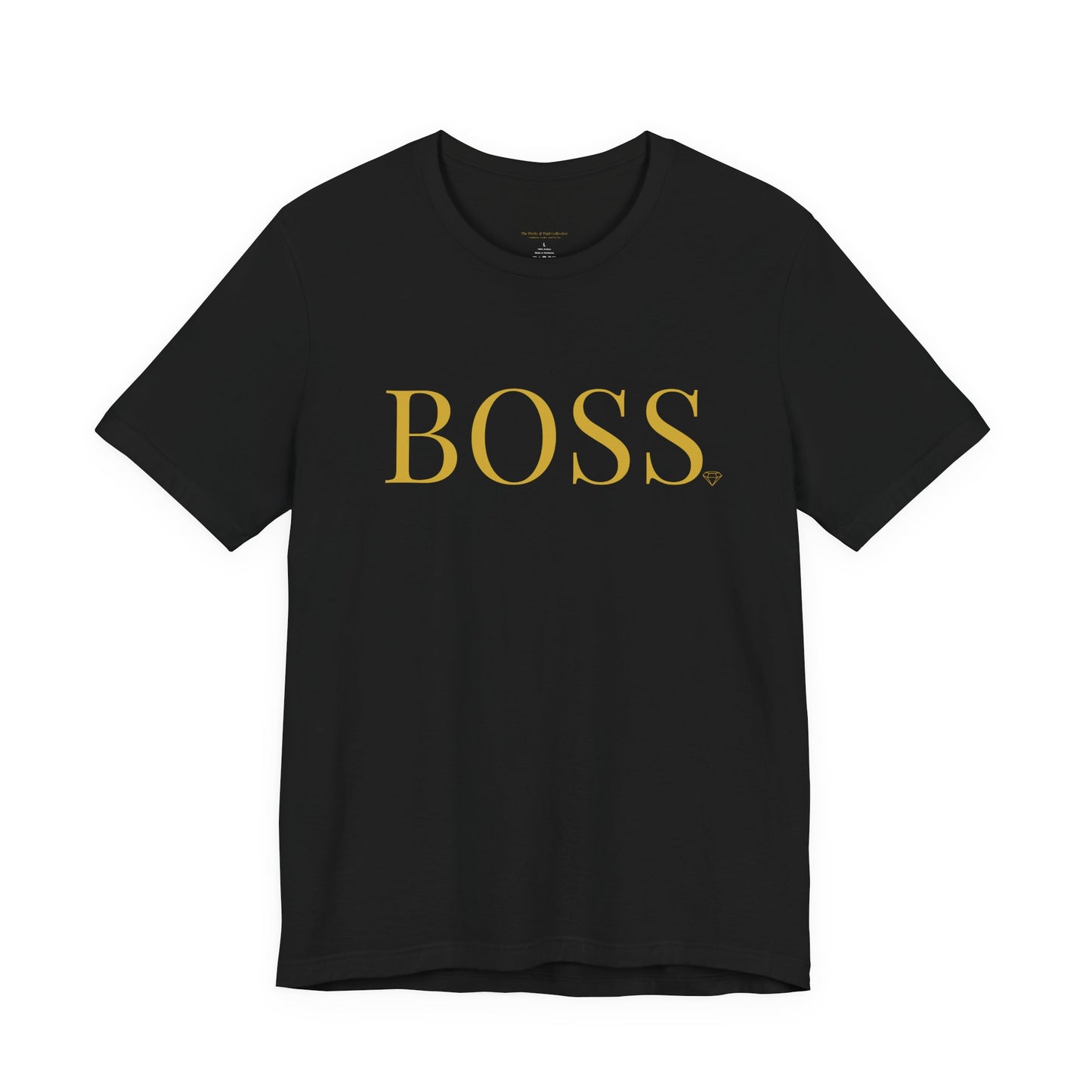 BOSS gold lettering Tee | Black crew neck shirt